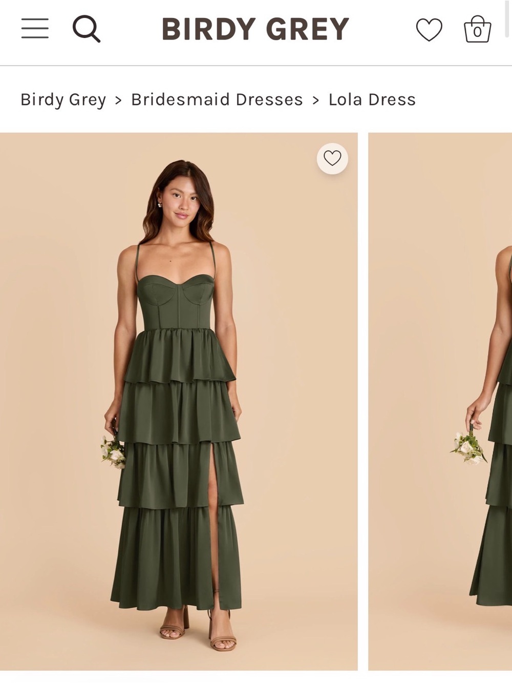 Birdy Grey Olive Tiered Ruffle Maxi Dress with Slit